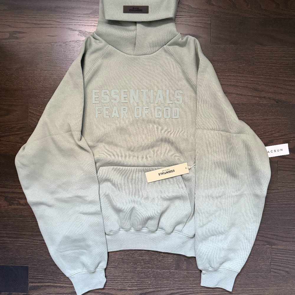 Fear of God Essentials Hoodie SS22 Sycamore Blue&Green Size XS